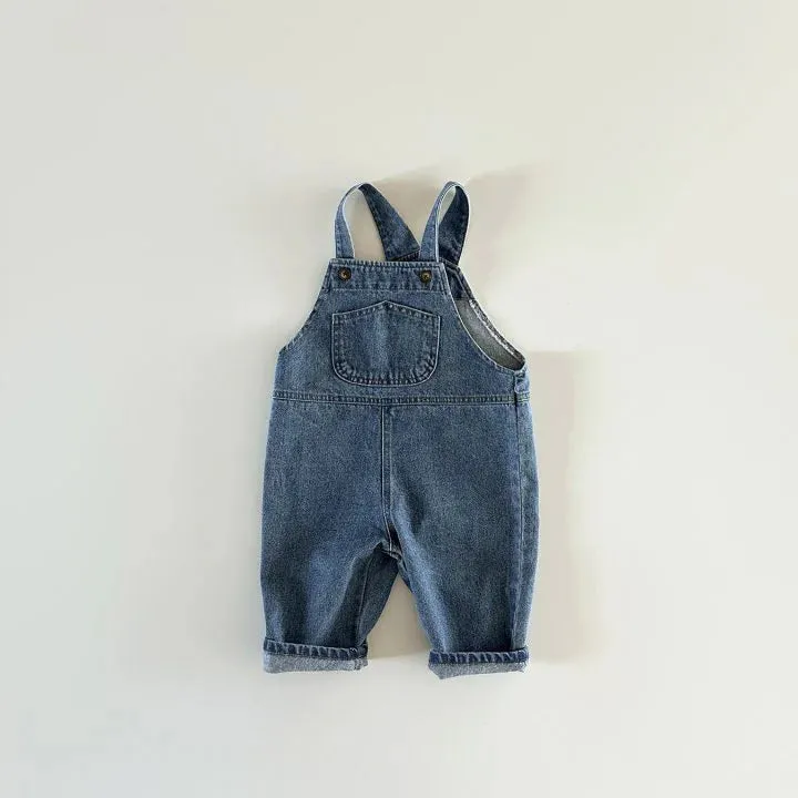 Solid Denim Kids Overalls