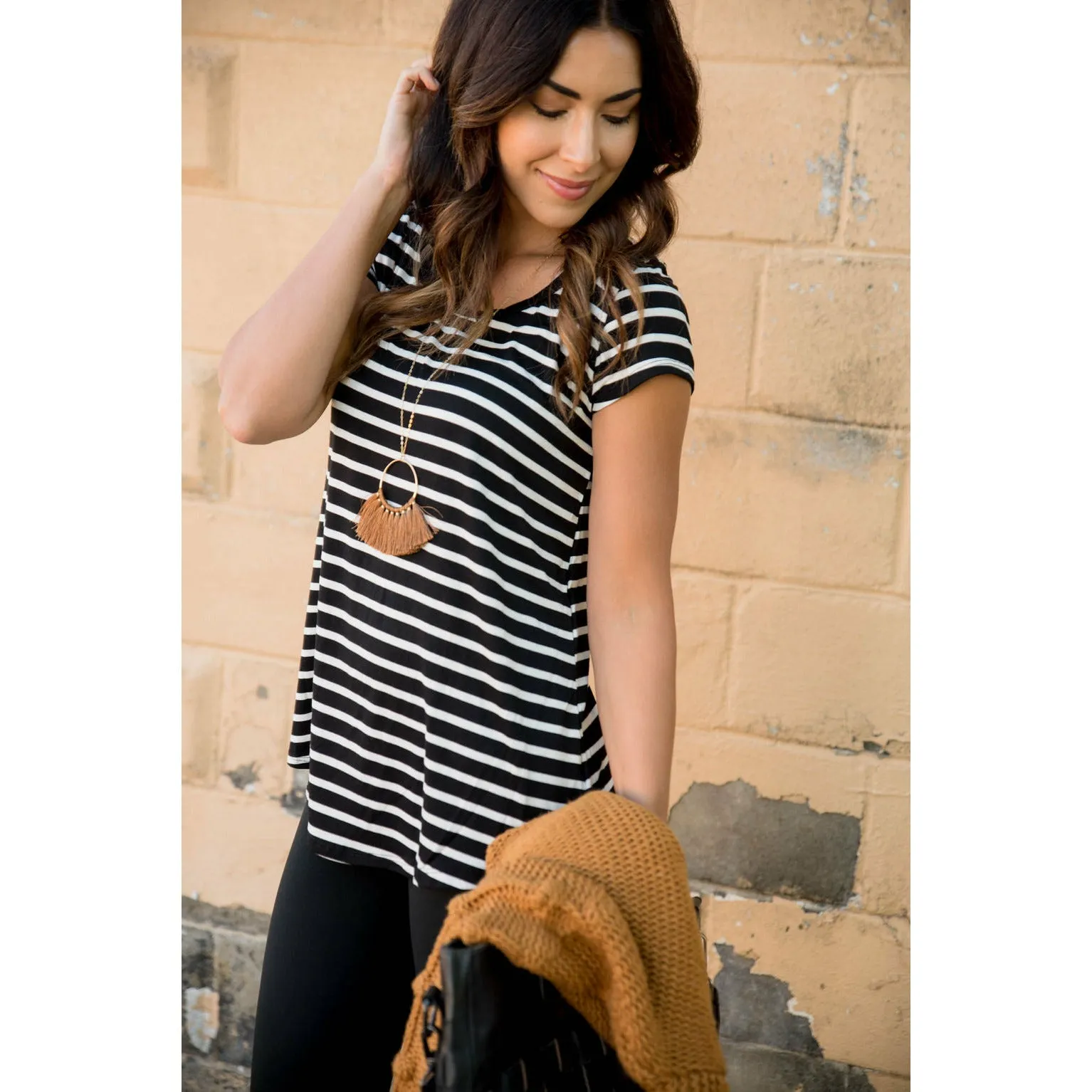 Striped Basic Short Sleeve Tee