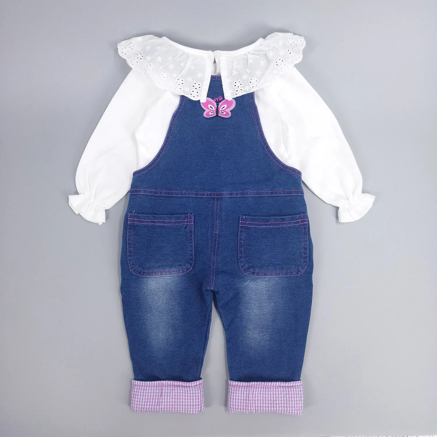 Toddler Girl Bunny Style Soft Denim Overalls Set