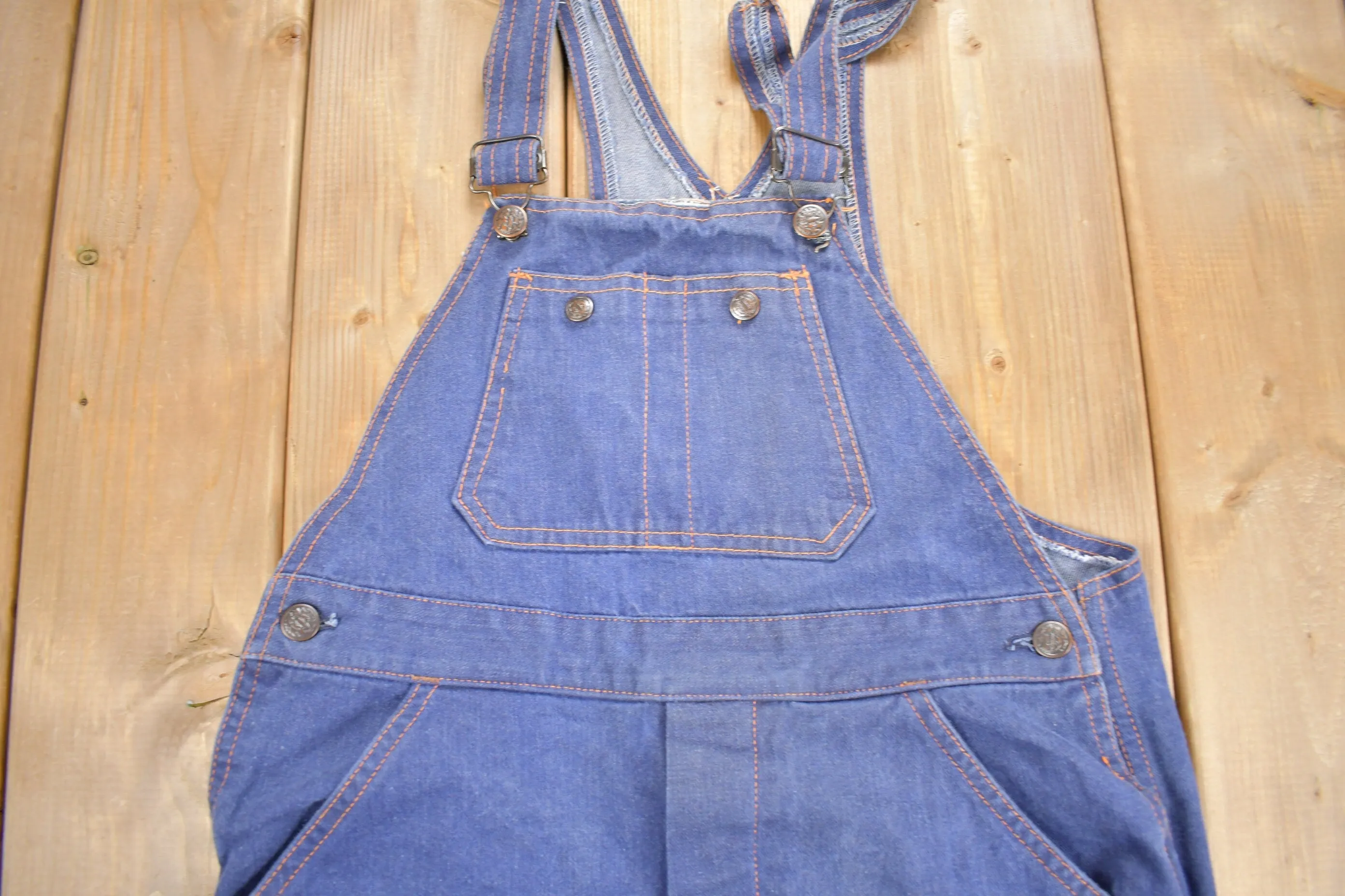 Vintage 1970s Womens's Contrast Stitch Denim Overalls