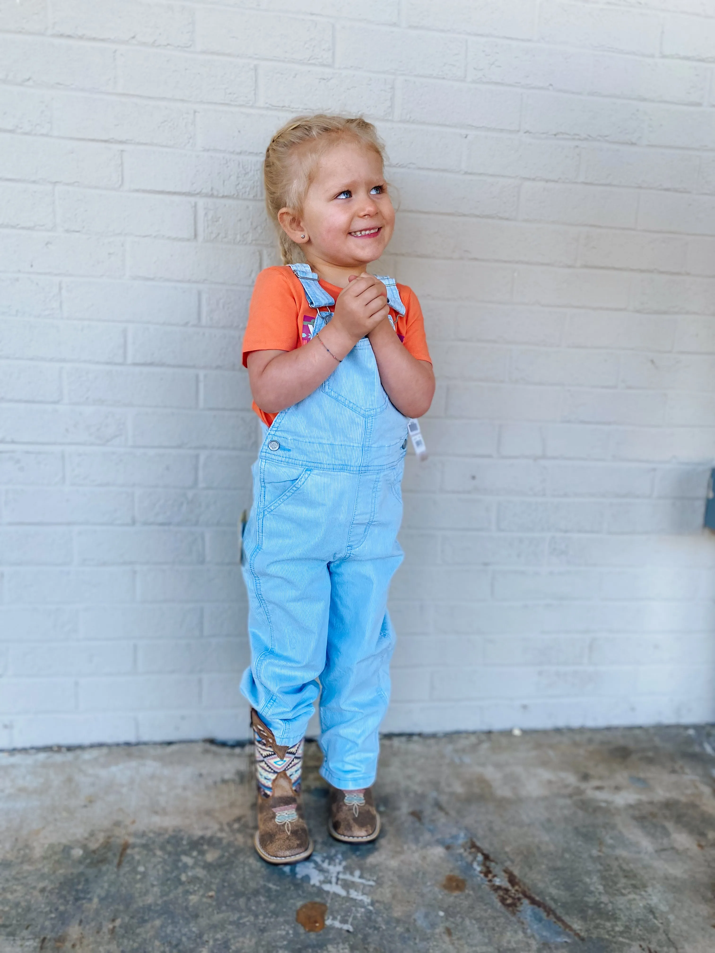 Wrangler Little Girl's Denim Overalls in Grace