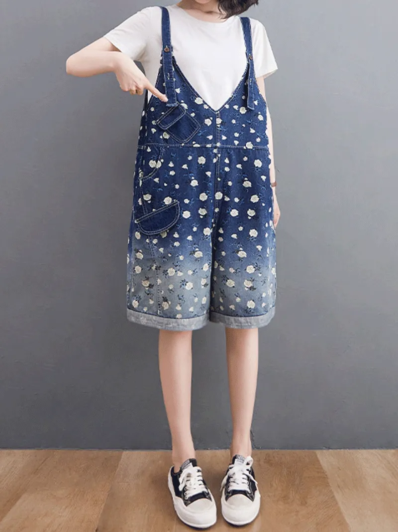 You're Destiny Printed Romper Short Dungarees